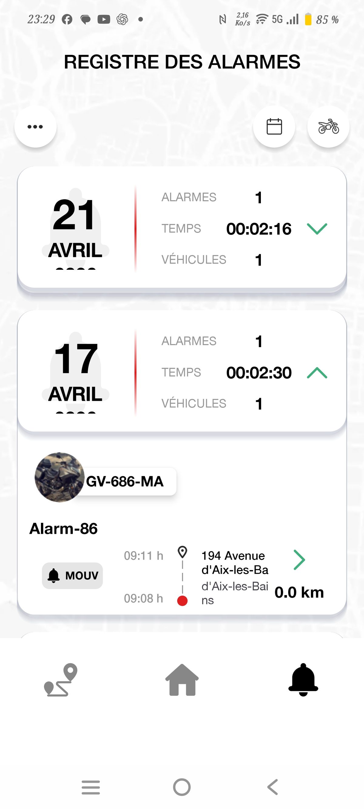 Données GPS Komobi – trajet 13,6 km depuis Mekanik Annecy le 21 avril 2026