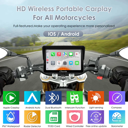 Carpuride 702 RS — écran portable sans fil pour moto